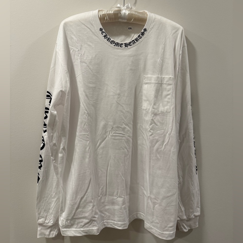 Chrome Hearts White Long Sleeve Tee with Sleeve Graphics